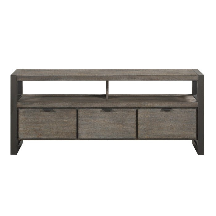 Prudhoe Power Glaze Oak And Gunmetal Tv Stand