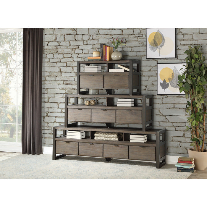 Prudhoe Power Glaze Oak And Gunmetal Tv Stand