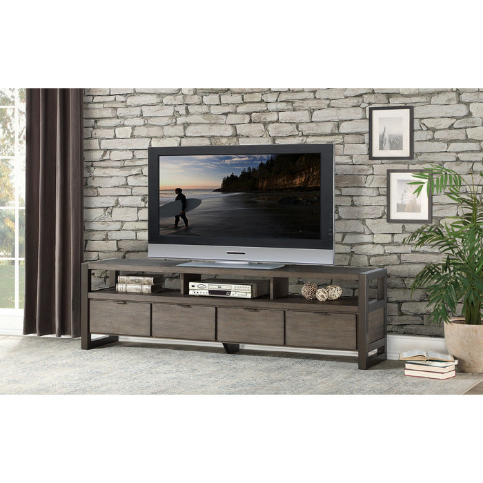 Prudhoe Power Glaze Oak And Gunmetal Tv Stand