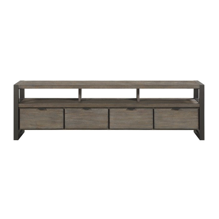 Prudhoe Power Glaze Oak And Gunmetal Tv Stand