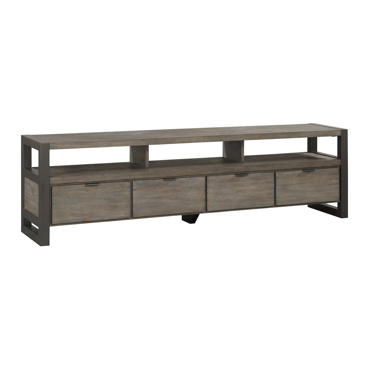 Prudhoe Power Glaze Oak And Gunmetal Tv Stand