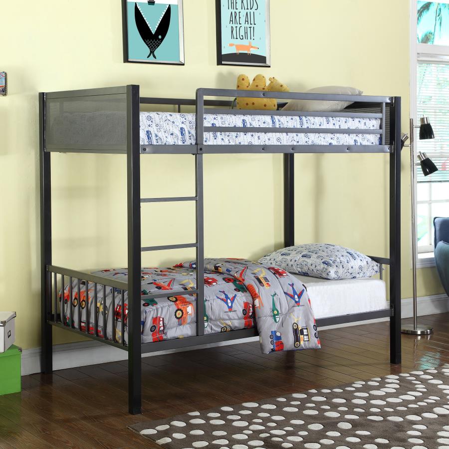 Meyers Twin Over Twin Metal Bunk Bed Black And Gunmetal