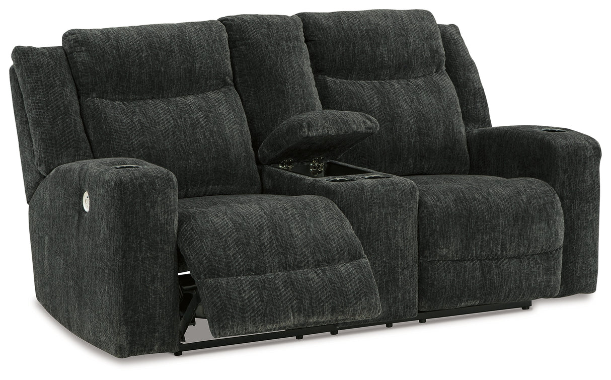 Martinglenn Ebony Power Reclining Sofa, Loveseat And Recliner