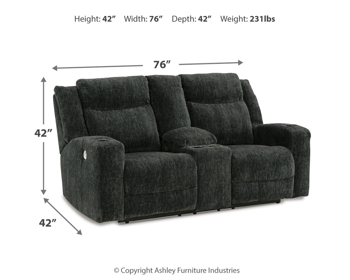 Martinglenn Ebony Power Reclining Sofa, Loveseat And Recliner