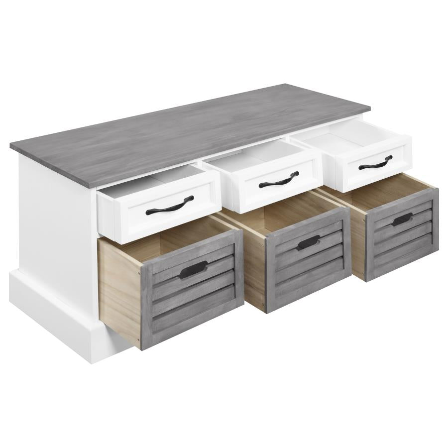 Alma 3-Drawer Storage Bench White And Weathered Grey