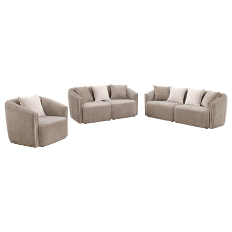 Townsend Latte 3-Piece Chenille Upholstered Sofa Set