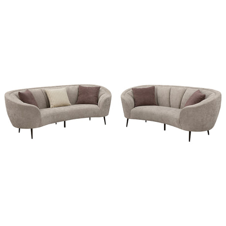 Ellorie Beige 2-Piece Upholstered Curved Sofa Set