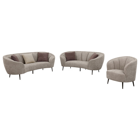 Ellorie Beige 3-Piece Upholstered Curved Sofa Set