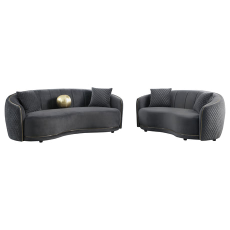 Brookside Dark Grey 2-Piece Velvet Upholstered Sofa Set