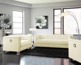 Chaviano Upholstered Tufted Pearl White 2-Piece Living Room Set