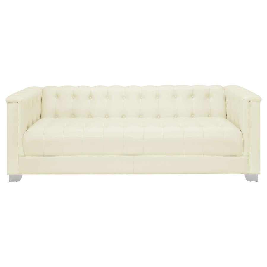 Chaviano Upholstered Tufted Pearl White 2-Piece Living Room Set