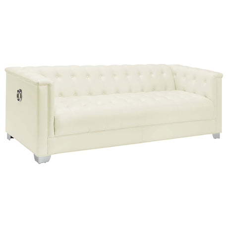 Chaviano Pearl White 3-Piece Upholstered Track Arm Sofa Set