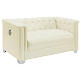 Chaviano Upholstered Tufted Pearl White 3-Piece Living Room Set