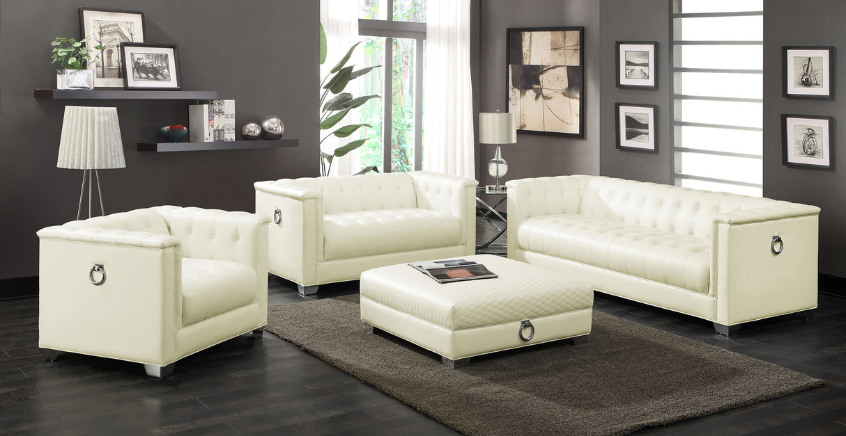 Chaviano Pearl White 4-Piece Upholstered Track Arm Sofa Set