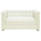 Chaviano Pearl White 4-Piece Upholstered Track Arm Sofa Set