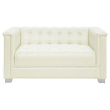 Chaviano Pearl White 4-Piece Upholstered Track Arm Sofa Set