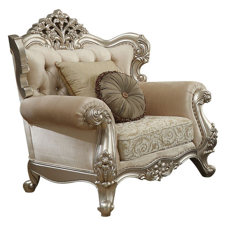 Bently Fabric & Champagne Finish Chair