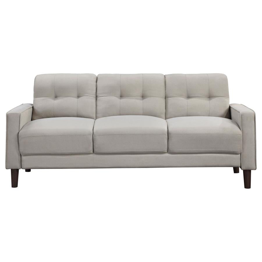 Bowen Beige 2-Piece Upholstered Track Arm Tufted Sofa Set