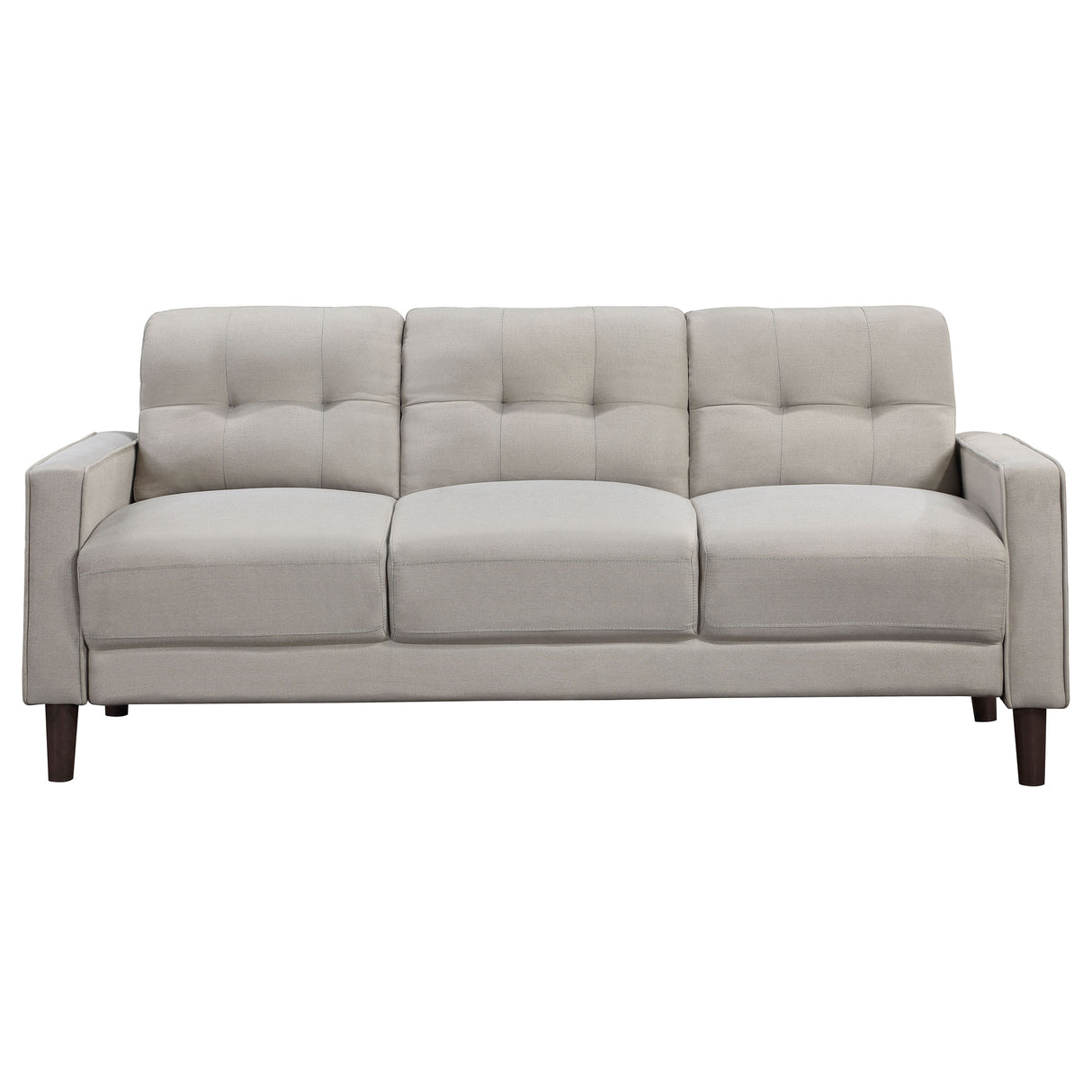 Bowen Beige 2-Piece Upholstered Track Arm Tufted Sofa Set