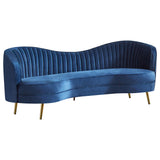 Sophia Blue 2-Piece Upholstered Channel Tufted Sofa Set