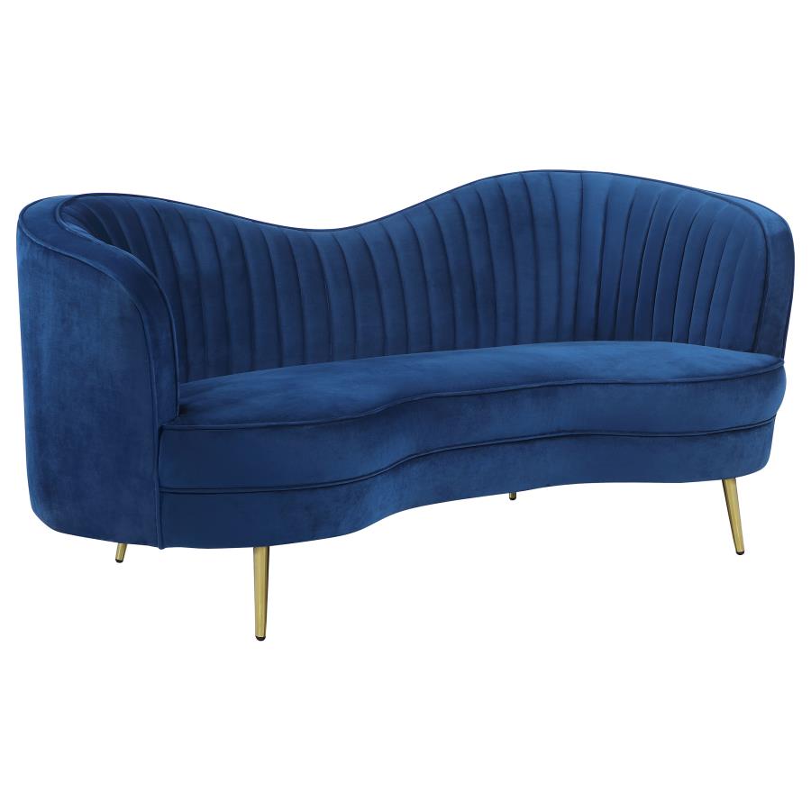 Sophia Blue 2-Piece Upholstered Channel Tufted Sofa Set