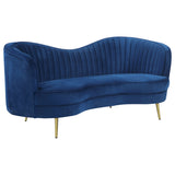 Sophia Blue 2-Piece Upholstered Channel Tufted Sofa Set