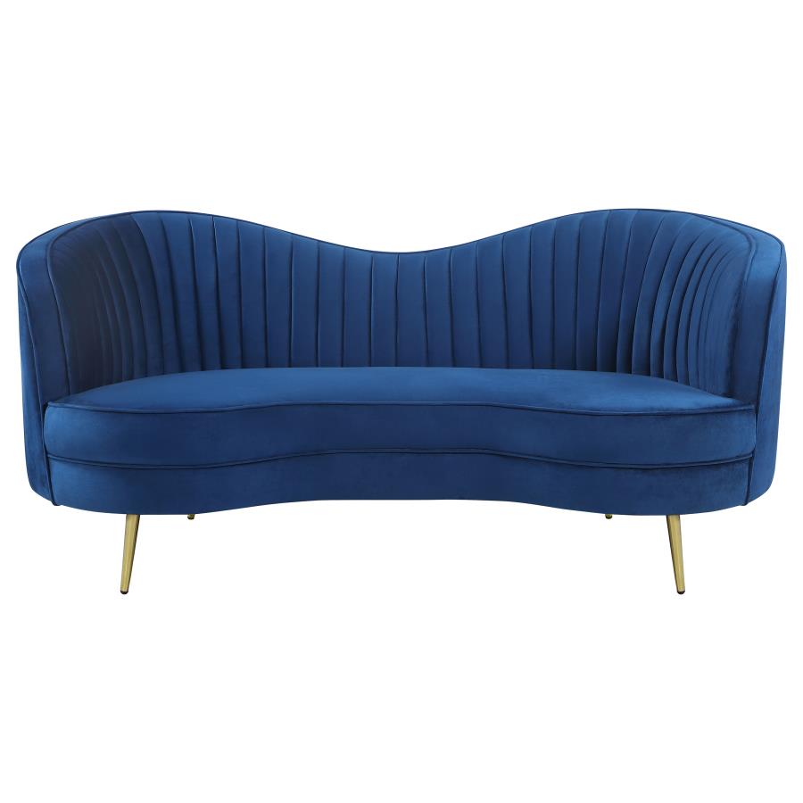 Sophia Blue 2-Piece Upholstered Channel Tufted Sofa Set