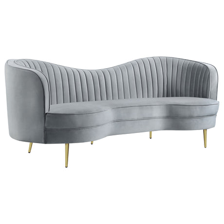 Sophia Grey 2-Piece Upholstered Channel Tufted Sofa Set