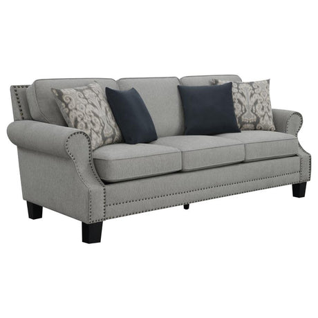 Sheldon Upholstered With Rolled Arms Grey 2-Piece Living Room Set