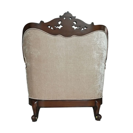 Devayne Pattern Fabric & Dark Walnut Finish Chair