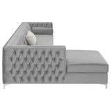 Bellaire Grey Upholstered Storage Chaise Sectional Sofa