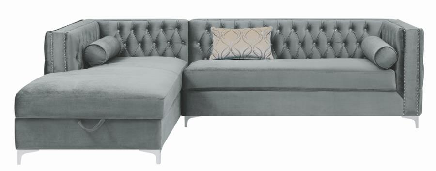 Bellaire Grey Upholstered Storage Chaise Sectional Sofa