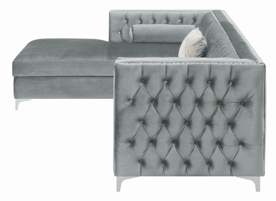 Bellaire Grey Upholstered Storage Chaise Sectional Sofa