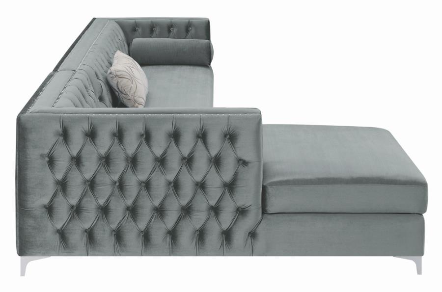 Bellaire Grey Upholstered Storage Chaise Sectional Sofa