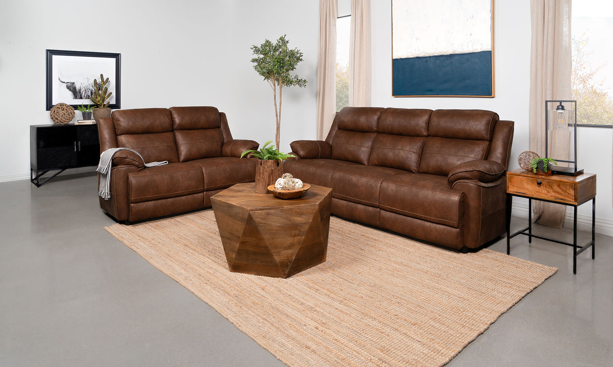 Ellington Dark Brown 2-Piece Upholstered Padded Arm Sofa Set