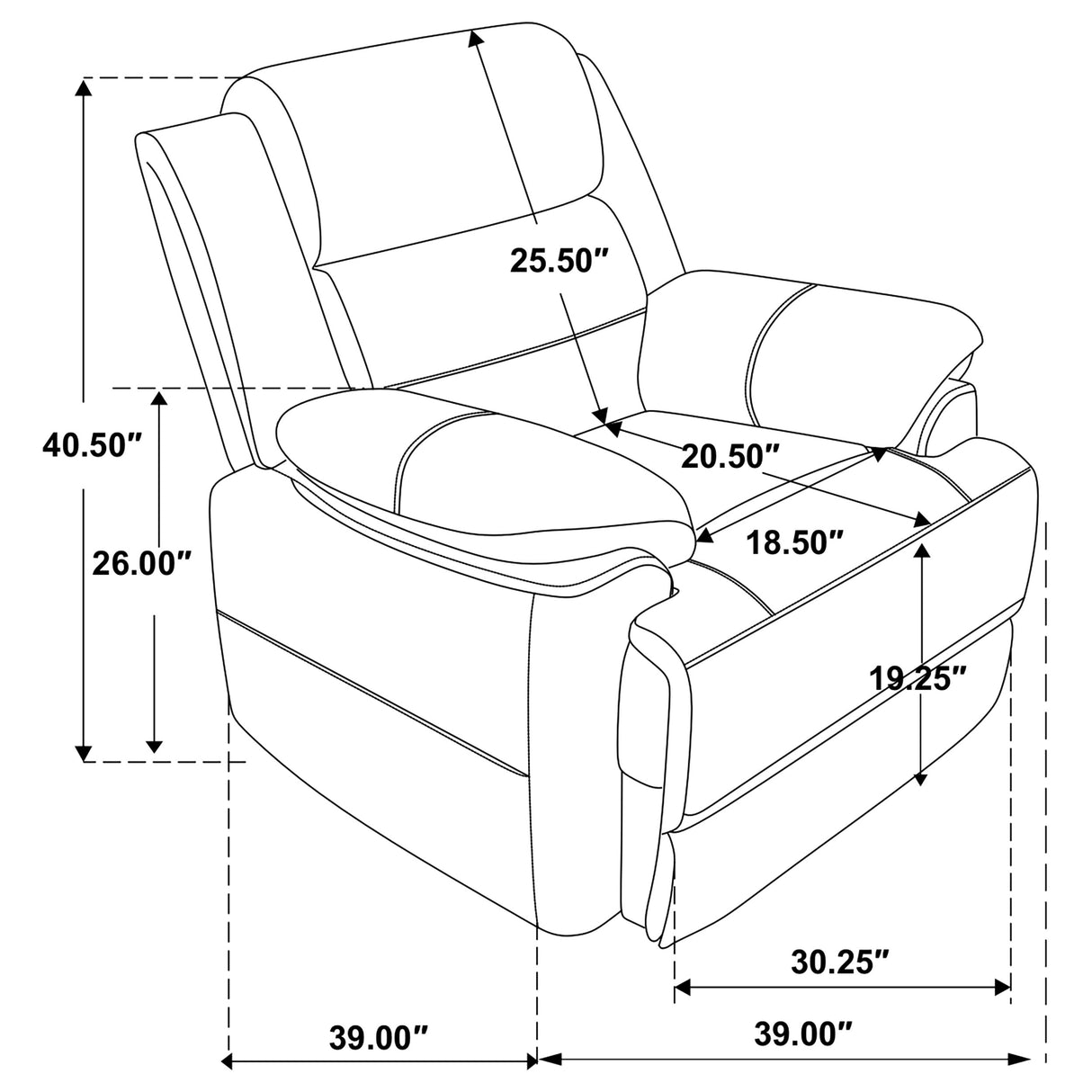 Ellington Dark Brown 3-Piece Upholstered Padded Arm Sofa Set