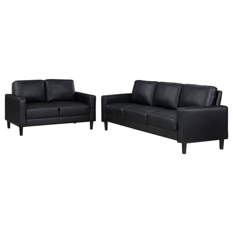 Ruth Black 2-Piece Upholstered Track Arm Sofa Set