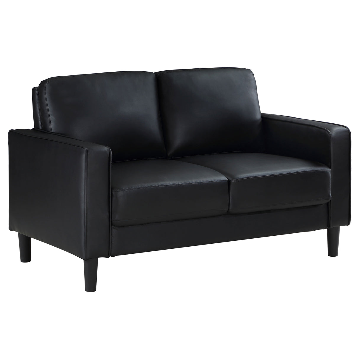 Ruth Black 2-Piece Upholstered Track Arm Sofa Set