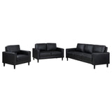 Ruth Black 3-Piece Upholstered Track Arm Sofa Set