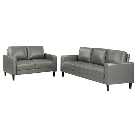 Ruth Grey 2-Piece Upholstered Track Arm Sofa Set