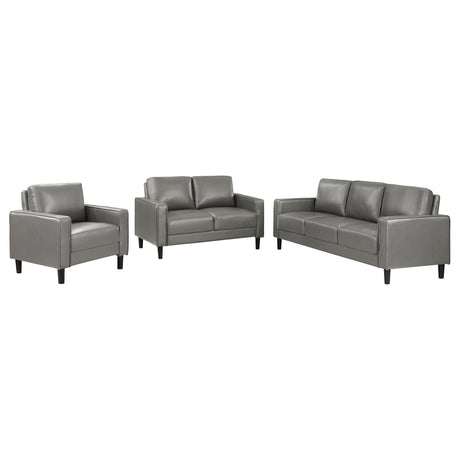 Ruth Grey 3-Piece Upholstered Track Arm Sofa Set