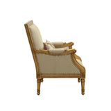 Daesha Tan Flannel & Antique Gold Finish Accent Chair