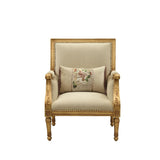 Daesha Tan Flannel & Antique Gold Finish Accent Chair