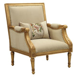 Daesha Tan Flannel & Antique Gold Finish Accent Chair