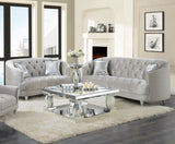 Avonlea Grey 2-Piece Upholstered Sloped Arm Sofa Set Velvet