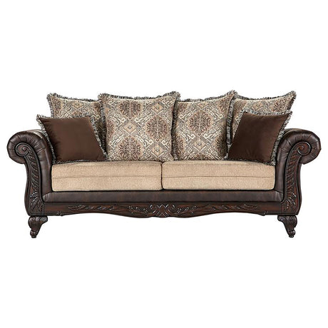 Elmbrook Brown 2-Piece Upholstered Rolled Arm Sofa Set