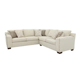 Aria Oatmeal Upholstered Track Arm Sectional Sofa