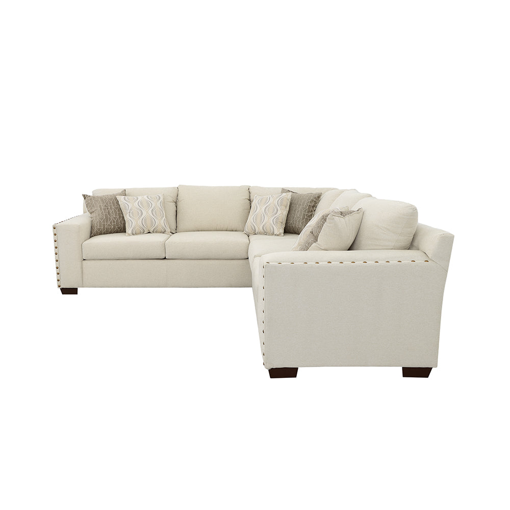 Aria Oatmeal Upholstered Track Arm Sectional Sofa