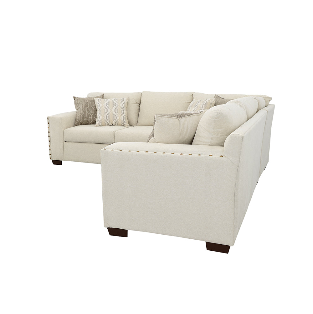 Aria Oatmeal Upholstered Track Arm Sectional Sofa