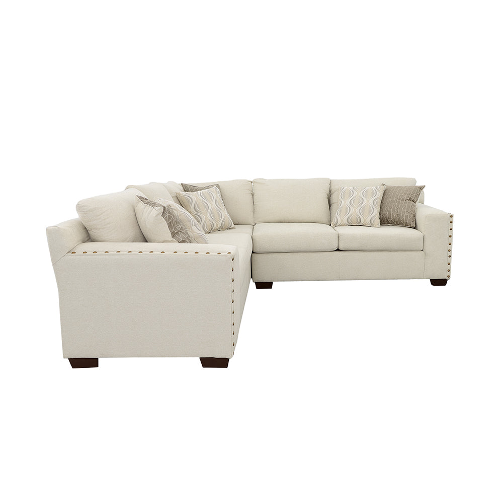 Aria Oatmeal Upholstered Track Arm Sectional Sofa